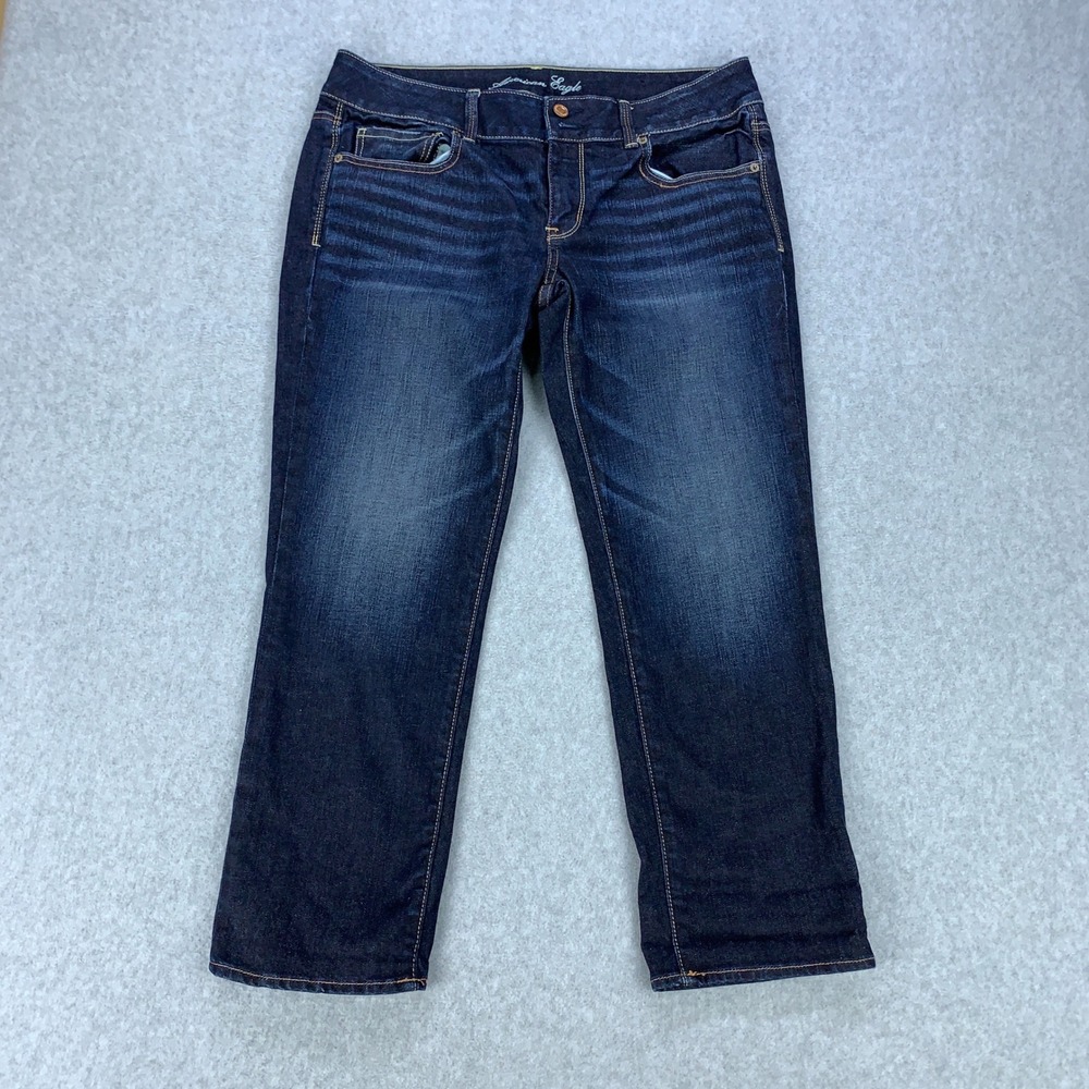 American Eagle Artist Jeans Women 12 Dark Wash Stretch Denim Mid Rise Flare